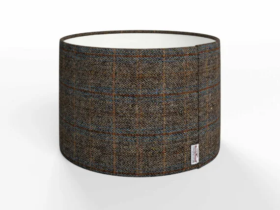 harris tweed lampshades, herringbone charcoal lampshade, dark grey herringbone lampshade, dark grey harris tweed lampshade