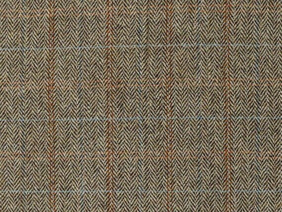 Harris Tweed moss fabric, herringbone upholstery fabric