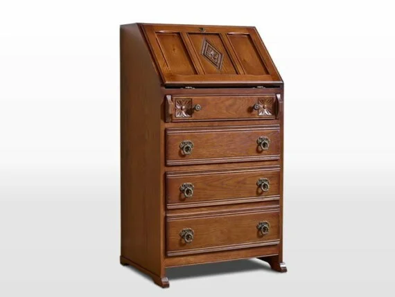 Old Charm Ladies Bureau in Light Oak Traditional Angled Image