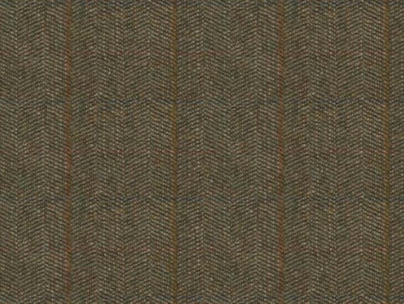herringbone fern, harris tweed upholstery fabric, green harris tweed